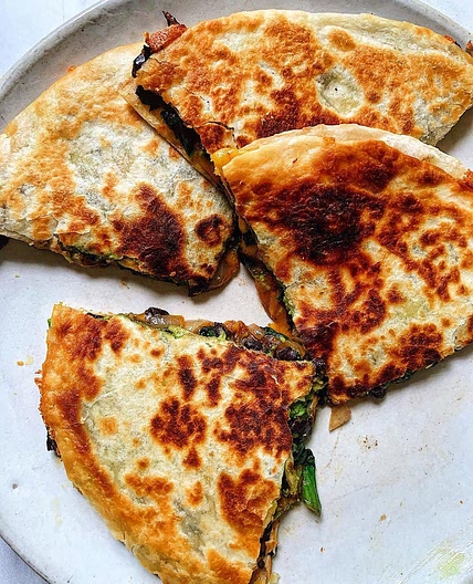 Spinach, Black Bean, and Avocado Quesadillas!
