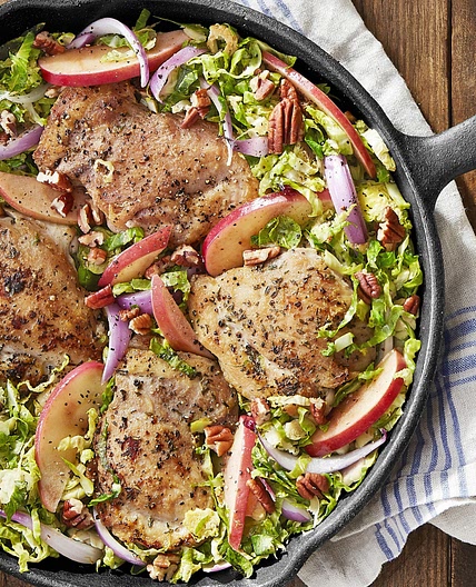 Skillet Chicken with Brussels Sprouts and Apples