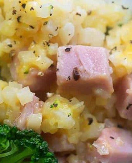 Ham Casserole with Cauliflower Rice