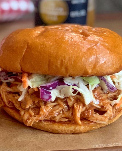 The BEST Crockpot BBQ Chicken Sandwiches (5 Ingredients!)