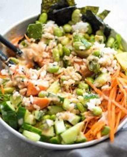 Sushi Bowl with Vegan Spicy Mayo