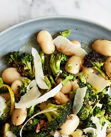 White Beans and Charred Broccoli with Parmesan