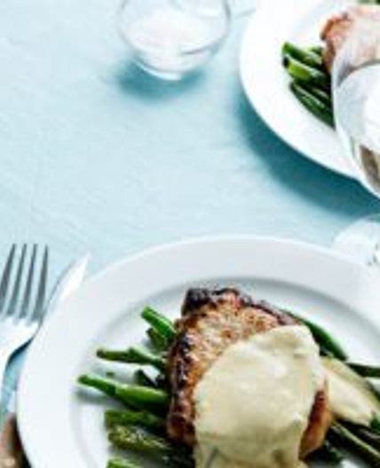 Keto pork chops with blue-cheese sauce