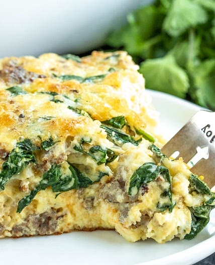 Sausage and Spinach Crustless Quiche