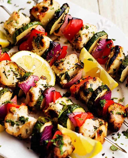 Herbed Lemon Garlic Chicken Skewers