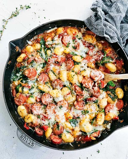 Spinach and Sausage Gnocchi with Sage