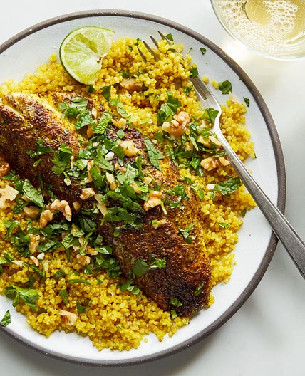 Sumac Baked Fish With Saffron Quinoa