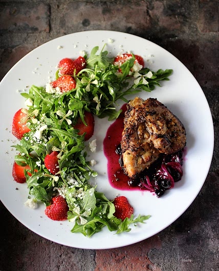 Patriotic Grilled Chicken, Savory Blueberry Compote, Strawberry Arugula Salad - Taste With The Eyes