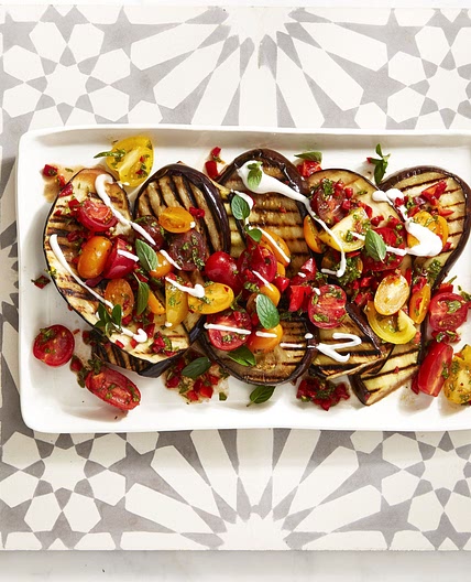 Spiced Grilled Eggplant with Fresh Tomato Salad