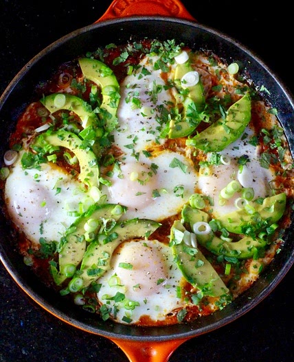 Southwest-Style Shakshuka with Avocado, Epazote, Pinto Beans - Taste With The Eyes
