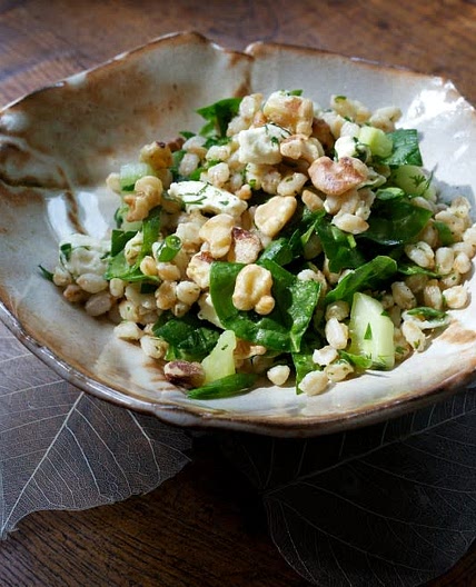 Herbed Farro Salad with Walnuts, Feta and Spinach