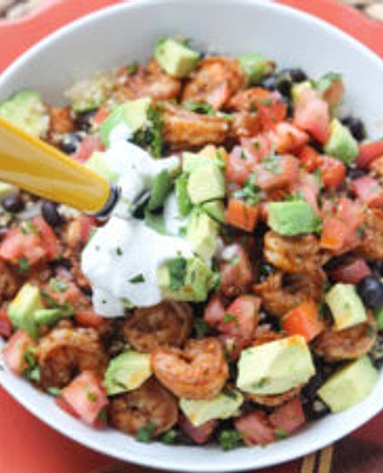 Shrimp and Cilantro-Lime Quinoa Burrito Bowl