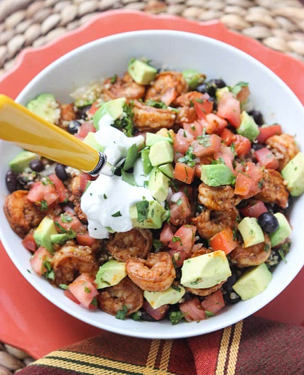 Shrimp and Cilantro-Lime Quinoa Burrito Bowl