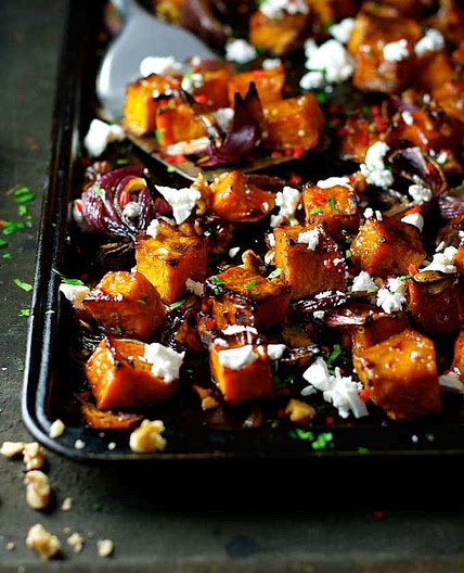Maple Roasted Pumpkin with Chili and Feta