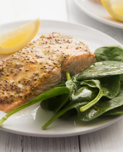Broiled Salmon with Mustard Glaze