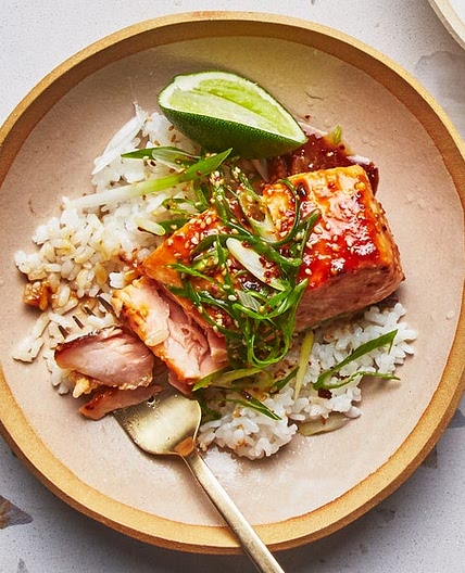 Sushi Rice with Miso-Caramel Glazed Salmon