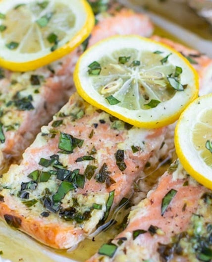 Basil Lemon Baked Salmon in Foil