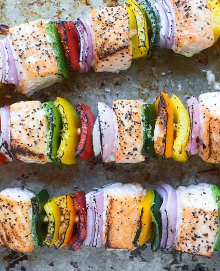 Rainbow Salmon Skewers
