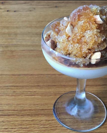 Milk & Coffee Coupe : Buttermilk Pannacotta with Coffee Granita