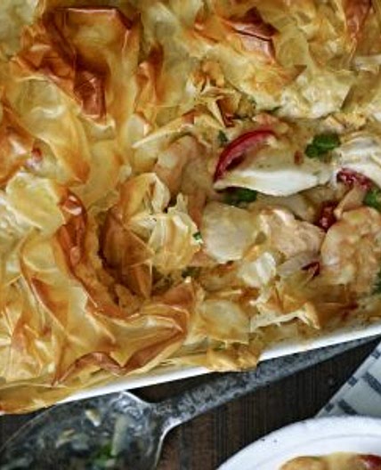 Filo pastry fish pie