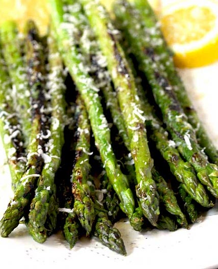 Grilled Asparagus with Lemon Garlic Butter and Parmesan