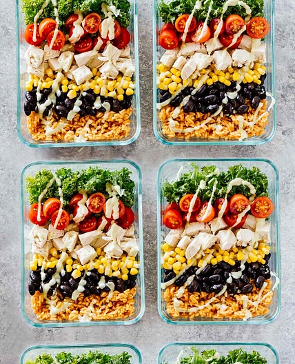 Meal Prep Southwest Chicken Burrito Bowls