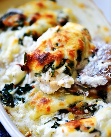 Cheesy Chicken Spinach Bake