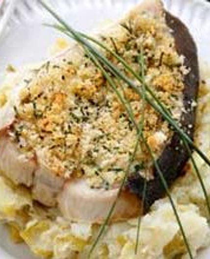 Halibut with leek mash