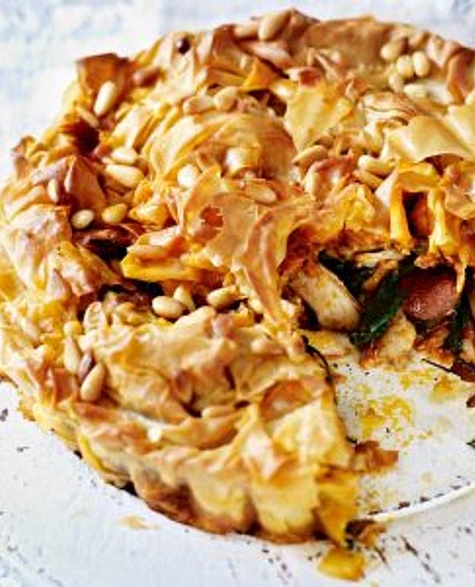 Chicken and chorizo filo pie