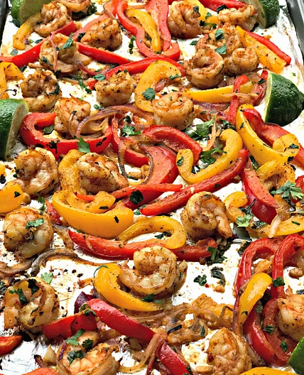 Low-Carb One Sheet Pan Shrimp Fajitas Wraps