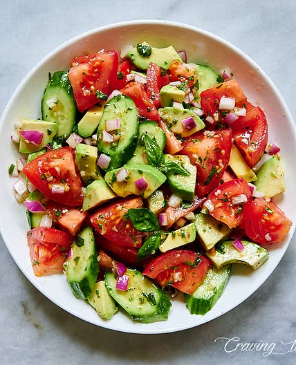 Cucumber, Tomato and Avocado Salad