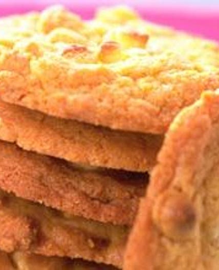 White choc chip and hazelnut cookies