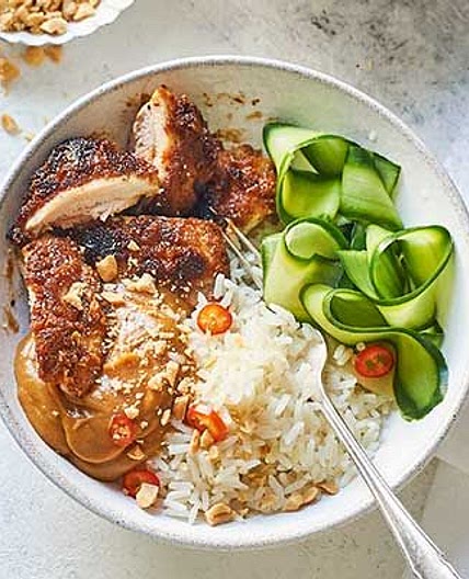 Peanut butter chicken rice bowl