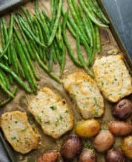 One-Pan Honey Mustard Pork Chops and Veggies