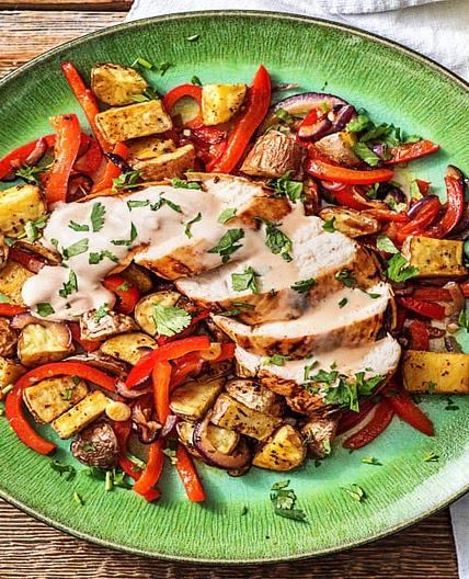 Chipotle Spiced Chicken with Mexican Potatoes and Roasted Veggies