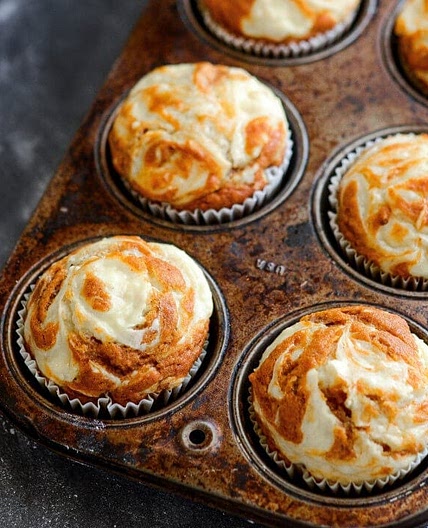 Pumpkin Cream Cheese Swirl Muffins