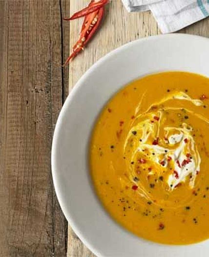 Butternut squash soup with chilli & crème fraîche