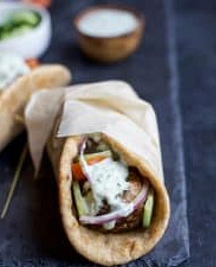 Greek Turkey Meatball Gyro with Tzatziki
