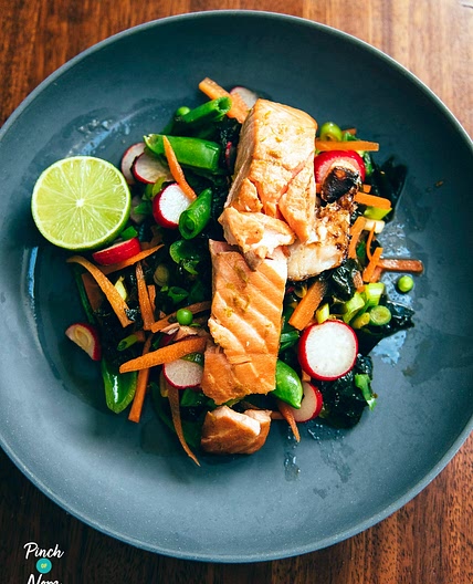 Honey Soy Salmon with Seaweed Salad | Slimming & Weight Watchers Friendly
