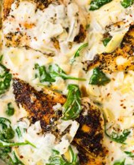 Creamy Spinach Artichoke Chicken Skillet (Paleo, Whole30, Keto)