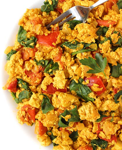 Tofu Scramble with Spinach & Tomato
