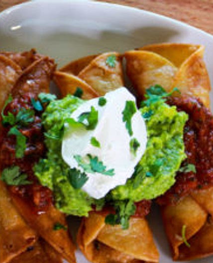 Chicken Taquitos with Chipotle Salsa and Guacamole
