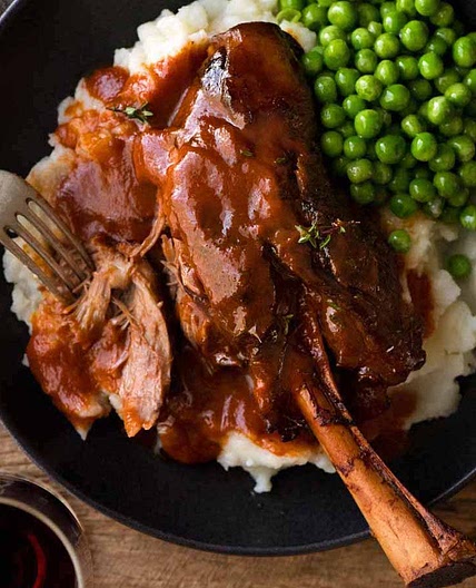 Slow Cooked Lamb Shanks with Red Wine Sauce