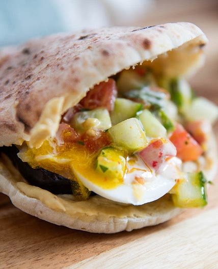 Sabich Sandwiches (Pitas With Eggplant, Eggs, Hummus, and Tahini) Recipe