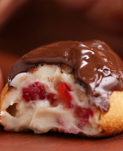 Chocolate Strawberry Cream Puffs Recipe by Tasty