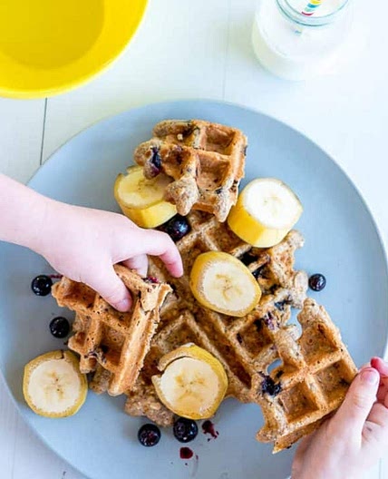 Healthy Waffle Recipe - Banana Oat & Blueberry