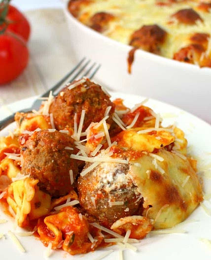 Easy Baked Tortellini and Meatballs