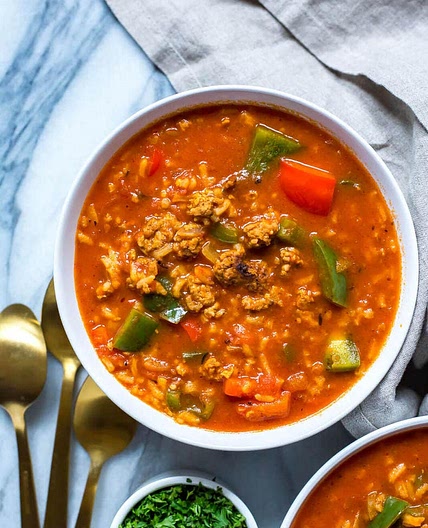 Instant Pot Stuffed Pepper Soup {PKU}