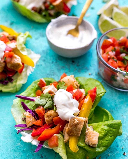 Mexican-Inspired Chicken Lettuce Wraps {Low Carb}