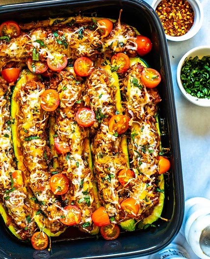 The Best Ever Italian Stuffed Zucchini Boats
